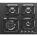 Plita incorporabila Lofra Dolcevita HRNM6G0/GA, 60 cm, plita gaz, 4 arzatoare,sistem siguranta Stop-Gaz,butoane bronz, negru mat