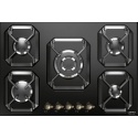 Plita incorporabila Lofra Dolcevita HRNM7A0/GA, 75 cm, plita gaz, 5 arzatoare,sistem siguranta Stop-Gaz,butoane bronz, negru mat