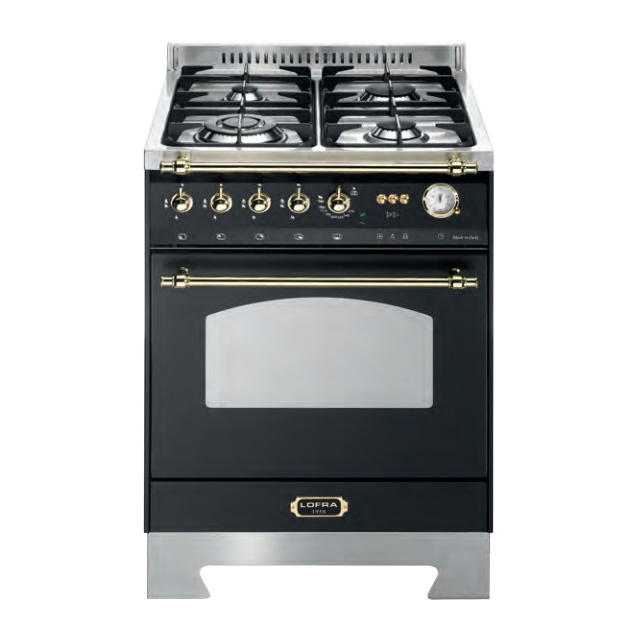 Aragaz Lofra Dolcevita RNM66GVGT/CI, 60x60 cm, gaz, 4 arzatoare, grill, aprindere electronica, timer, negru