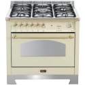 Aragaz Lofra Dolcevita RBIG96GVGT/CI, 90x60 cm, gaz, 5 arzatoare, grill, aprindere electronica, timer, crem