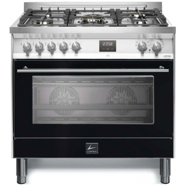 Aragaz Lofra VENEZIA PNMG96MFT/AEO, gaz, 90X60cm, 5 arzatoare, grill electric, timer, aprindere electronica, negru