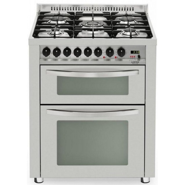 Aragaz Lofra Professional PUD76MFE/Ci, 70x60cm, 5 arzatoare, 2 cuptoare electrice, grill, rotisor, aprindere electronica, inox