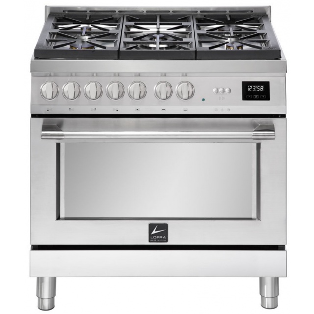 Aragaz Lofra ITALIA ASG96WGVGT-AEO, gaz, 90X60cm, 5 arzatoare, cuptor gaz, grill, rotisor, timer, aprindere electronica, inox