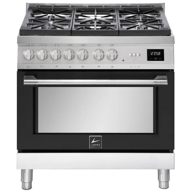 Aragaz Lofra ITALIA ANMG96WGVGT/AEO, gaz, 90X60cm, 5 arzatoare, cuptor gaz, grill, rotisor, timer, aprindere electronica, Negru