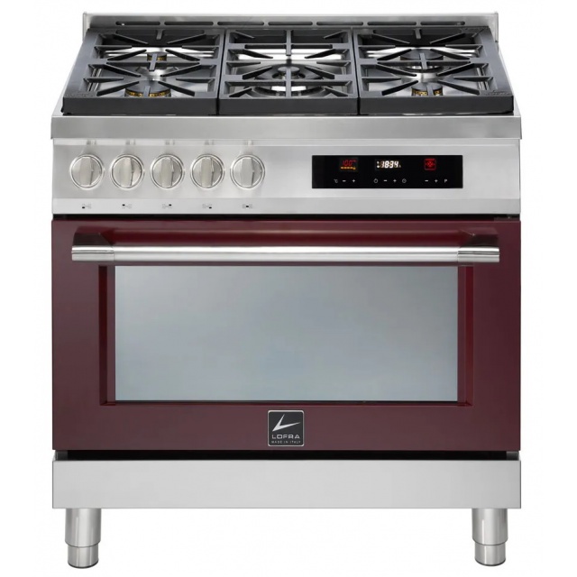 Aragaz Lofra ITALIA ARG96WMFT/AEO, 90X60cm, 5 arzatoare, cuptor electric, grill electric, timer, aprindere electronica, Roșu