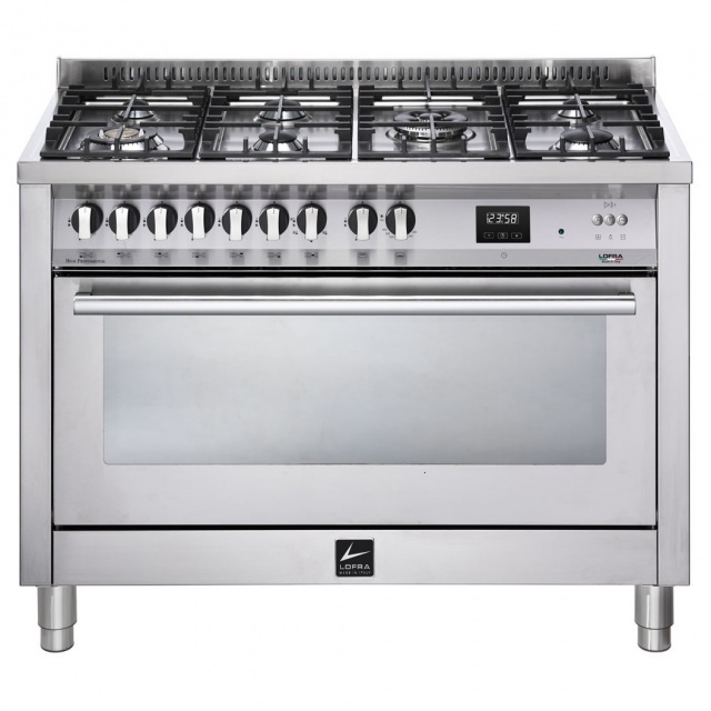 Aragaz Lofra Professional 120 PNMG126GVGT/2Ci 120X60cm, 7 arzatoare, cuptor gaz, rotisor - grill, ventilare dubla, timer, Inox