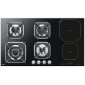 Plita incorporabila Lofra Nettuno HGN9G2I, 90 cm, plita gaz+inductie, 6 arzatoare,sistem siguranta Stop-Gaz, Sticla neagra