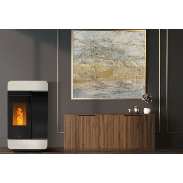 Soba pe peleți KLOVER DIVA 3000 putere 30,00 KW, conducte de fum cu autocuratare