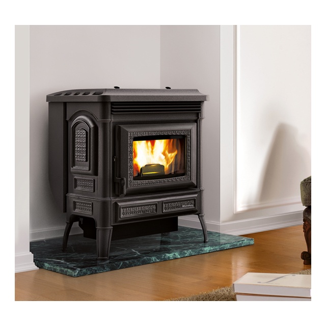 Soba pe peleti ventilata NORDICA TEODORA EVO, putere 8,0 kW-N, culoare negru