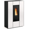 Soba pe peleti cu sistem de conducte NORDICA MARILENA PLUS AD, putere 8,0 kW-N, culoare alb cristal