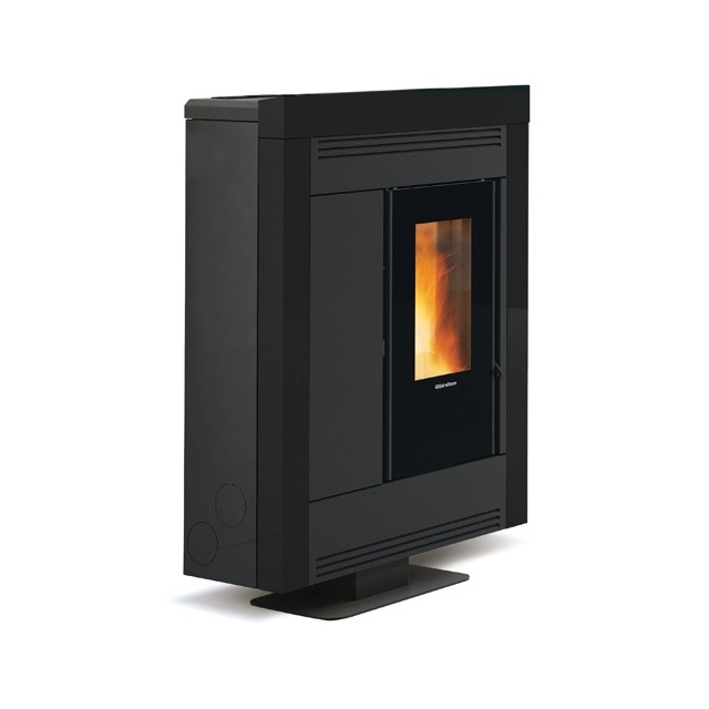 Sobă etanșă pe peleți cu sistem de conducte NORDICA SOUVENIR STEEL EVO, putere 10,2 kW-N, culoare negru