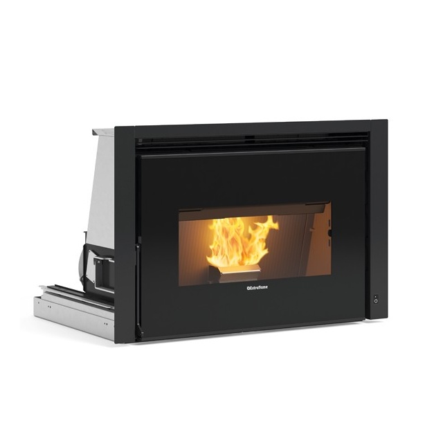 Semineu cu insertie de peleti ventilat NORDICA COMFORT P85, putere 12,0 kW-N, culoare negru