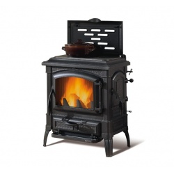 Soba din fonta pe lemne NORDICA ISETTA CON CERCHI EVO 4.0, putere 7.3 kW-N, culoare neagru antracit