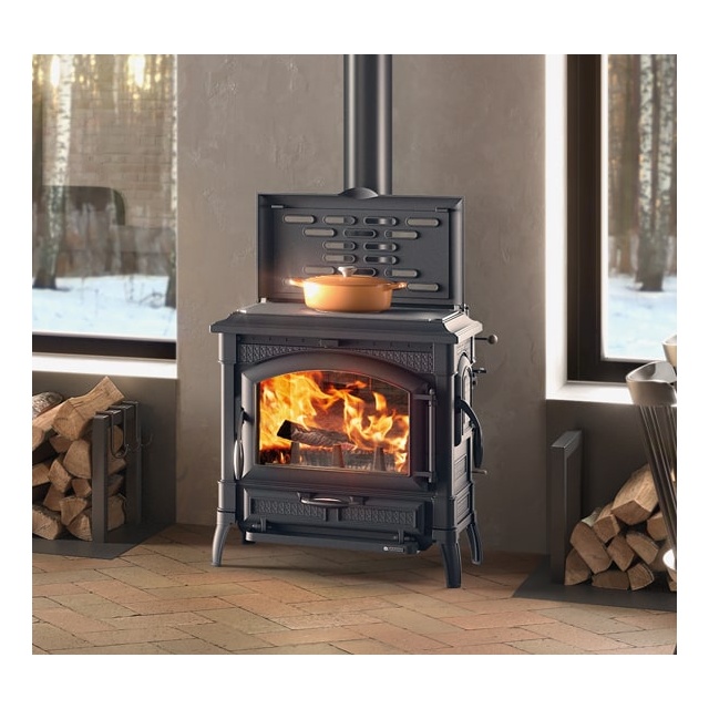 Soba din fonta pe lemne NORDICA ISOTTA CON CERCHI EVO, putere 11,9 kW-N, culoare negru antracit