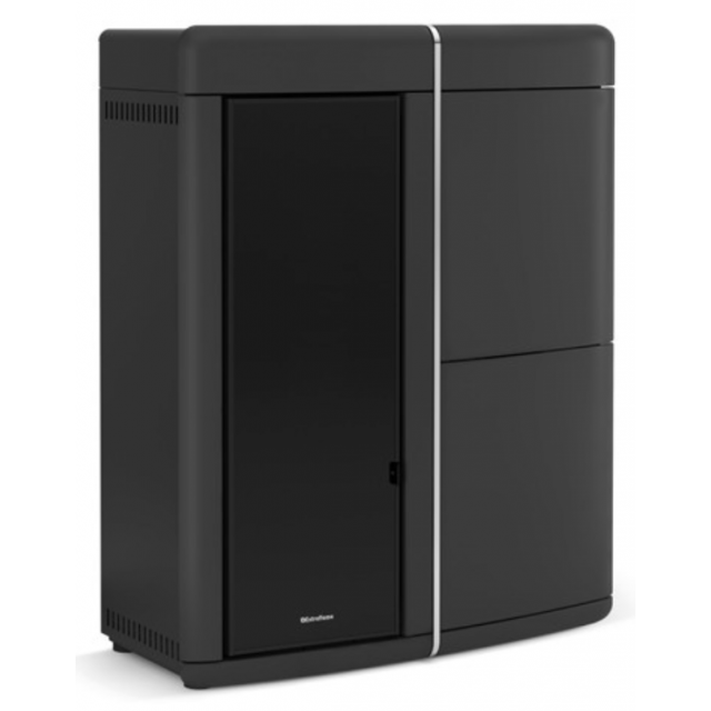 Termosoba cu peleti ermetica ventilata si subtire NORDICA EVELYNE 3 IDRO 2.0, putere 18.0 kW-N, culoare gri