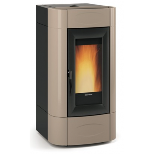 Termosoba pe peleti ventilata NORDICA ISIDORA IDRO H16, putere 18.7 kW-N, culoare crem stralucitor