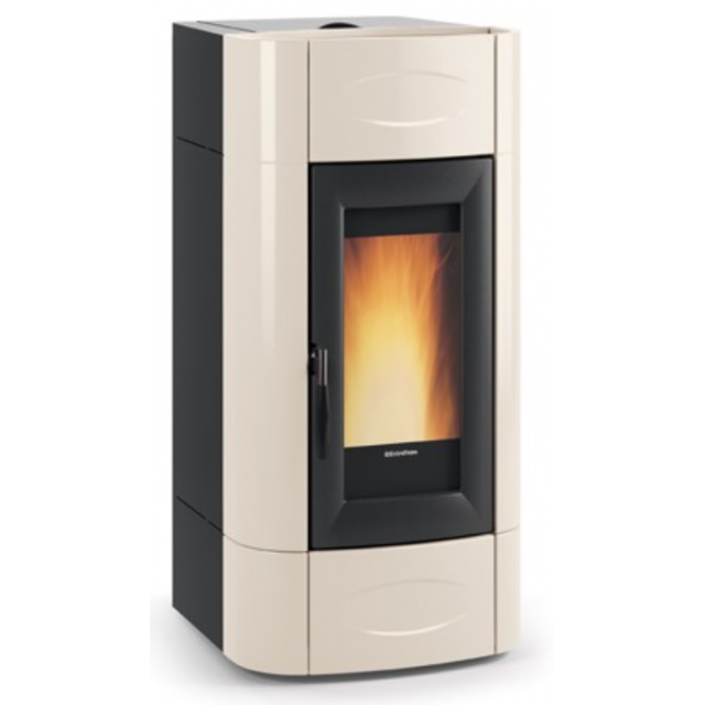 Termosoba pe peleti ventilata NORDICA ISIDORA IDRO H20, putere 23.2 kW-N, culoare ivory