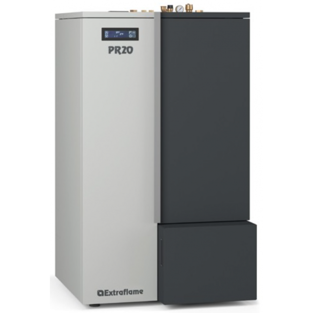 Cazan pe peleți cu extractor de cenușă NORDICA PR20, putere 20.0 kW-N, culoare gri deschis/gri închis