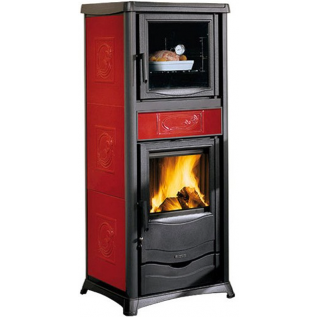 Termosoba cu lemne cu cuptor de gatit NORDICA TERMOROSSELLA PLUS FORNO DSA 4.0, putere 11.1 kW-N, piatra bordeaux