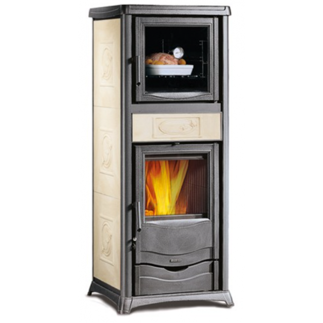 Termosoba cu lemne cu cuptor de gatit NORDICA TERMOROSSELLA PLUS FORNO DSA 4.0, putere 11.1 kW-N, crem