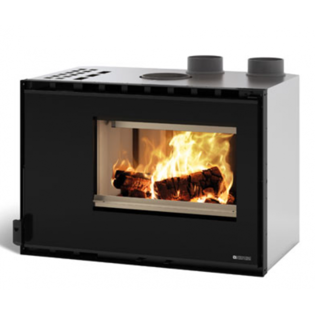 Semineu incorporabil ventilat cu lemne NORDICA INSERTO 80 HIGH PRESSURE, putere 7.9 kW-N, culoare negru