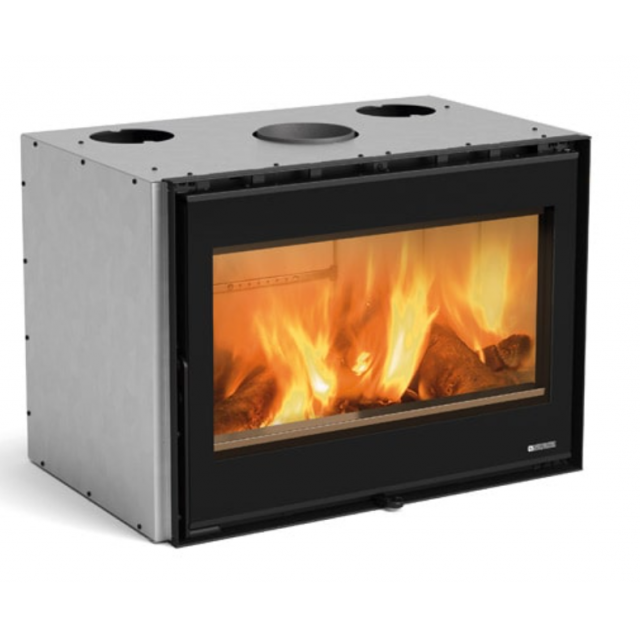Semineu ventilat cu lemne cu vedere panoramică asupra focului NORDICA INSERTO 80 WIDE 2.0, putere 8.0 kW-N, culoare negru