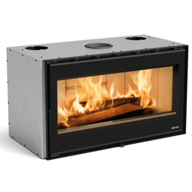 Semineu ventilat cu lemne cu vedere panoramică asupra focului NORDICA INSERTO 100 WIDE, putere 8.1 kW-N, culoare negru