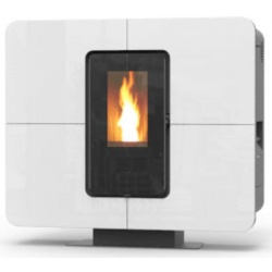 Soba pe peleti THERMOROSSI SlimQuadro Idra Cristallo, dimensiuni 992X1109X319 cm, culoare alb