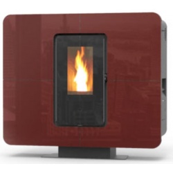 Soba pe peleti THERMOROSSI SlimQuadro Idra Cristallo, dimensiuni 992X1109X319 cm, culoare bordeaux