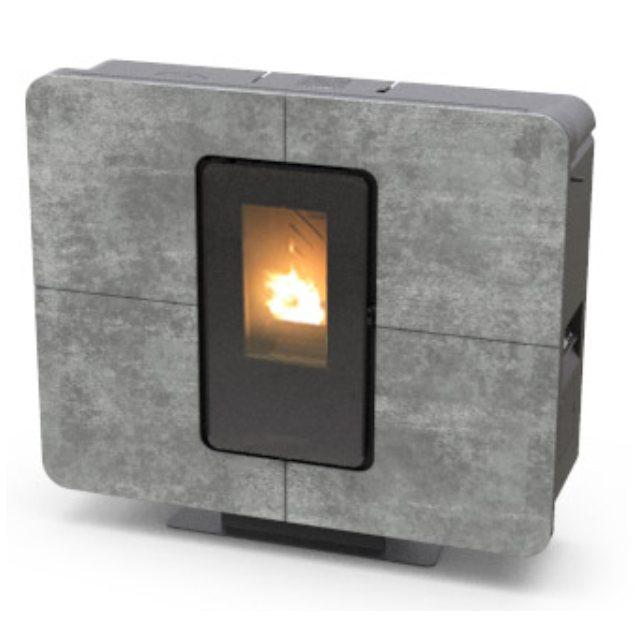 Soba pe peleti THERMOROSSI SlimQuadro Idra Gres, dimensiuni 990X1118X318 cm, culoare piatra