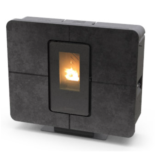 Soba pe peleti THERMOROSSI SlimQuadro Idra Gres, dimensiuni 990X1118X318 cm, culoare graphite