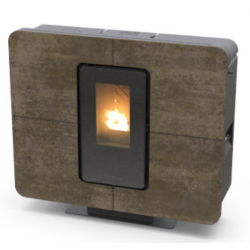 Soba pe peleti THERMOROSSI SlimQuadro Idra Gres, dimensiuni 990X1118X318 cm, culoare terra