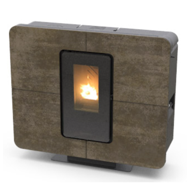 Soba pe peleti THERMOROSSI SlimQuadro Idra Gres, dimensiuni 990X1118X318 cm, culoare terra