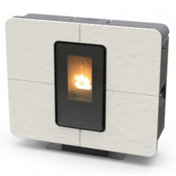 Soba pe peleti THERMOROSSI SlimQuadro Idra Gres, dimensiuni 990X1118X318 cm, culoare alb mat