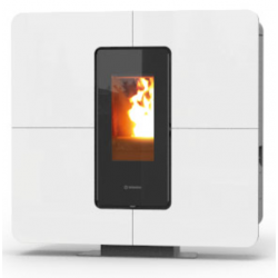 Soba pe peleti THERMOROSSI SlimQuadro Idra Maxi, dimensiuni 1209X1224X313 cm, culoare alb