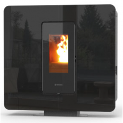 Soba pe peleti THERMOROSSI SlimQuadro Idra Maxi, dimensiuni 1209X1224X313 cm, culoare negru