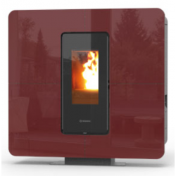 Soba pe peleti THERMOROSSI SlimQuadro Idra Maxi, dimensiuni 1209X1224X313 cm, culoare bordeaux