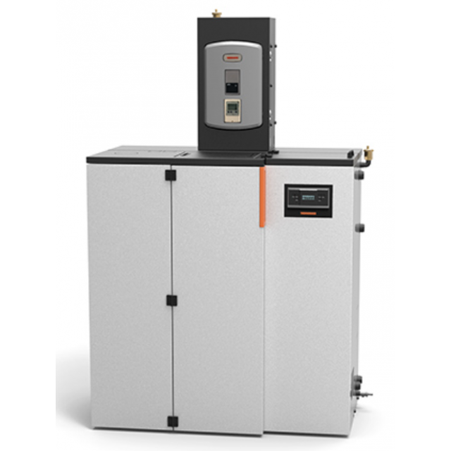 Boiler pe peleti THERMOROSSI Compact Slim Integra S25 EVO, dimensiuni 1961X1368X683 cm, culoare argintiu