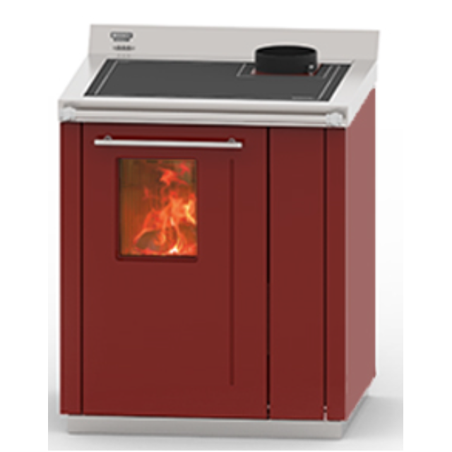 Masina de gatit pe lemne THERMOROSSI BOSKY F30 Square EVO5, dimensiuni 968x1062x712 mm, culoare bordeaux