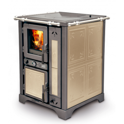 Masina de gatit pe lemne THERMOROSSI BOSKY Country 30 EVO5 Fiori, dimensiuni 850x600x600 mm, culoare bej punctat