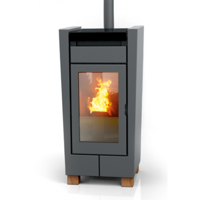 Soba ermetica pe peleti THERMOROSSI Mood Plus, dimensiuni 1143X521X554 mm, culoare gri