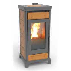 Soba ermetica pe peleti THERMOROSSI Kokkola Plus, dimensiuni 1133X521X577 mm, culoare piele