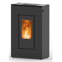 Soba ermetica pe peleti THERMOROSSI SlimQuadro Lumia Cristallo, dimensiuni 1189X750X377 mm, culoare negru mat