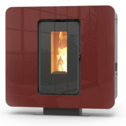 Soba ermetica pe peleti THERMOROSSI SlimQuadro 9 Cristallo, dimensiuni 992X1109X319 mm, culoare bordeaux