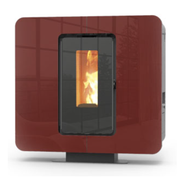 Soba ermetica pe peleti THERMOROSSI SlimQuadro 9 Cristallo, dimensiuni 992X1109X319 mm, culoare bordeaux