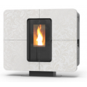 Soba ermetica pe peleti THERMOROSSI SlimQuadro 11 Style Cristallo, dimensiuni 990X1118X318 mm, culoare flori de fildes