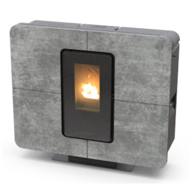 Soba ermetica pe peleti THERMOROSSI SlimQuadro 11 Style Gres, dimensiuni 990X1118X318 mm, culoare piatra naturala