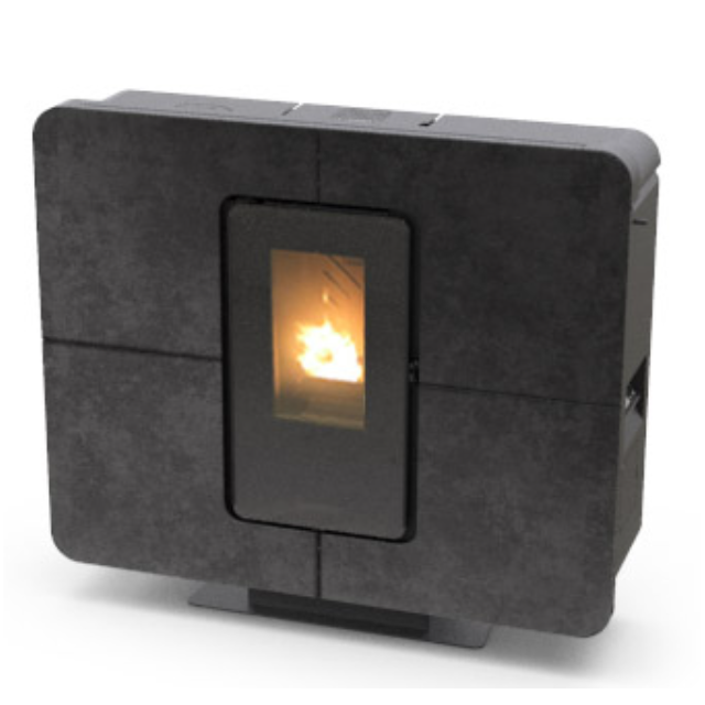 Soba ermetica pe peleti THERMOROSSI SlimQuadro 11 Style Gres, dimensiuni 990X1118X318 mm, culoare grafit