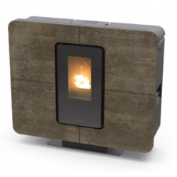 Soba ermetica pe peleti THERMOROSSI SlimQuadro 11 Style Gres, dimensiuni 990X1118X318 mm, culoare pamantiu