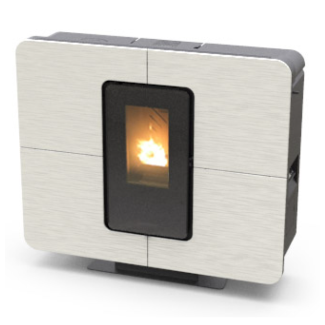 Soba ermetica pe peleti THERMOROSSI SlimQuadro 11 Style Gres, dimensiuni 990X1118X318 mm, culoare alb mat